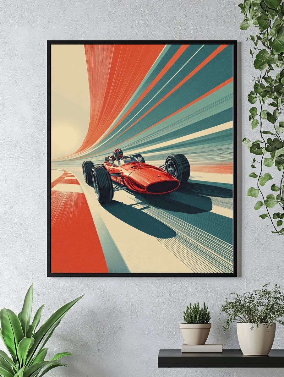 Vintage Racing Car — Retro Print. — room view 4