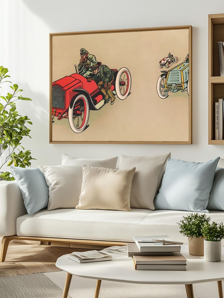 Vintage Racing Cars Poster. — room view 2
