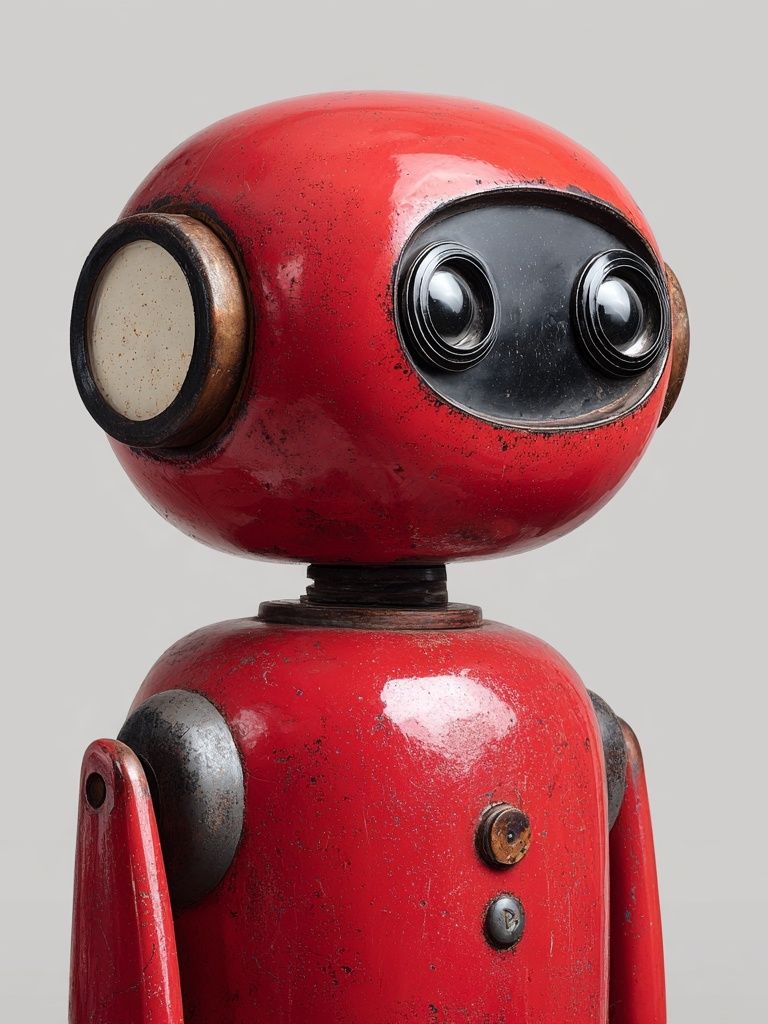 Vintage Robot Red — Illustration Print. poster detail