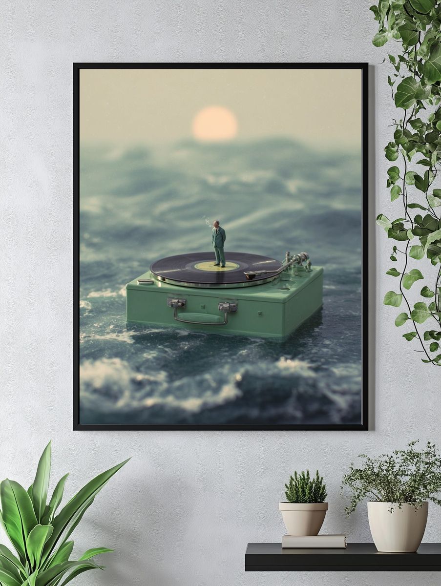 Surreal Vinyl Ocean Scene — Art Print. — room view 4