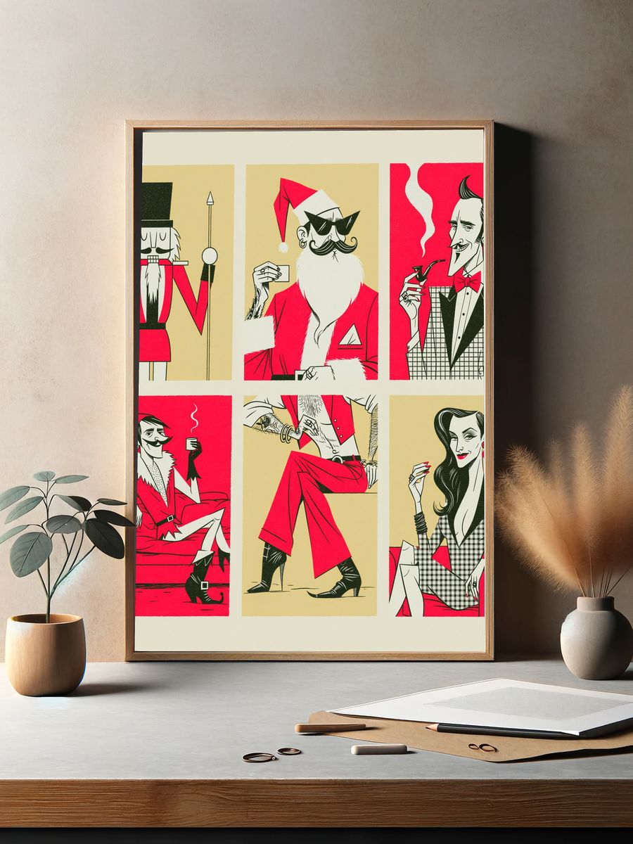 Retro Christmas Characters Print. — room view 2