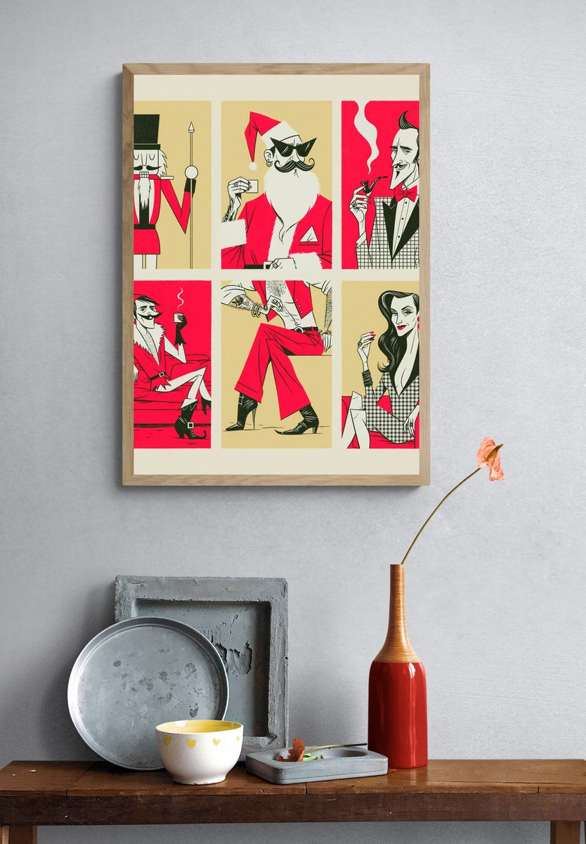 Retro Christmas Characters Print. — room view 3