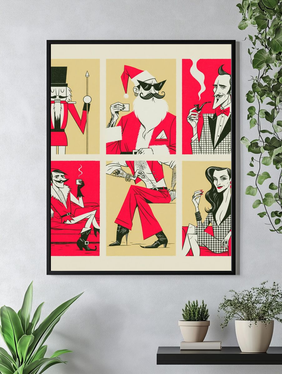 Retro Christmas Characters Print. — room view 4
