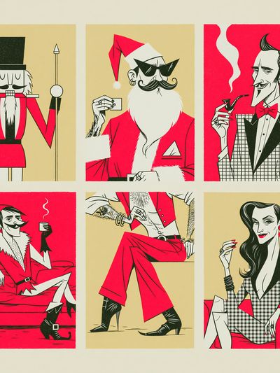Retro Christmas Characters Print.