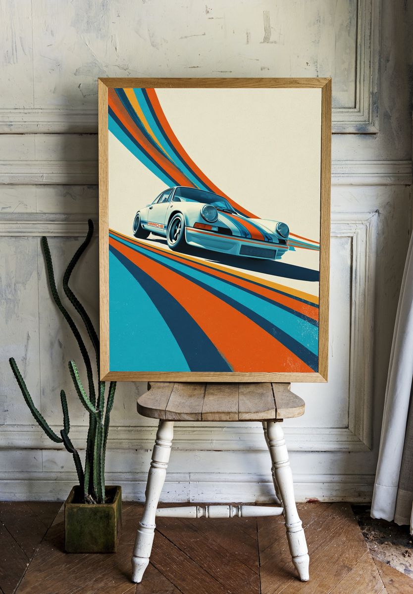 Retro Porsche Racing Poster. — room view 1