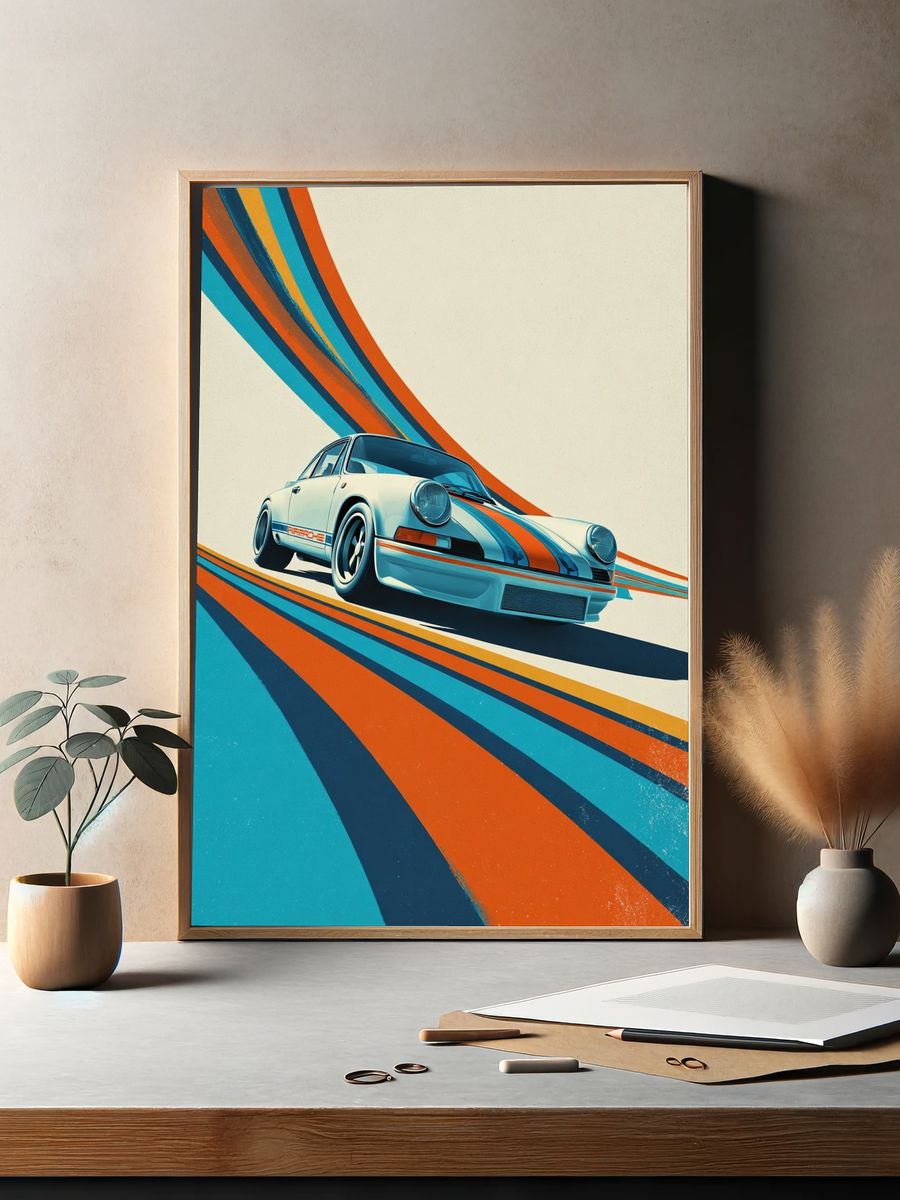 Retro Porsche Racing Poster. — room view 2