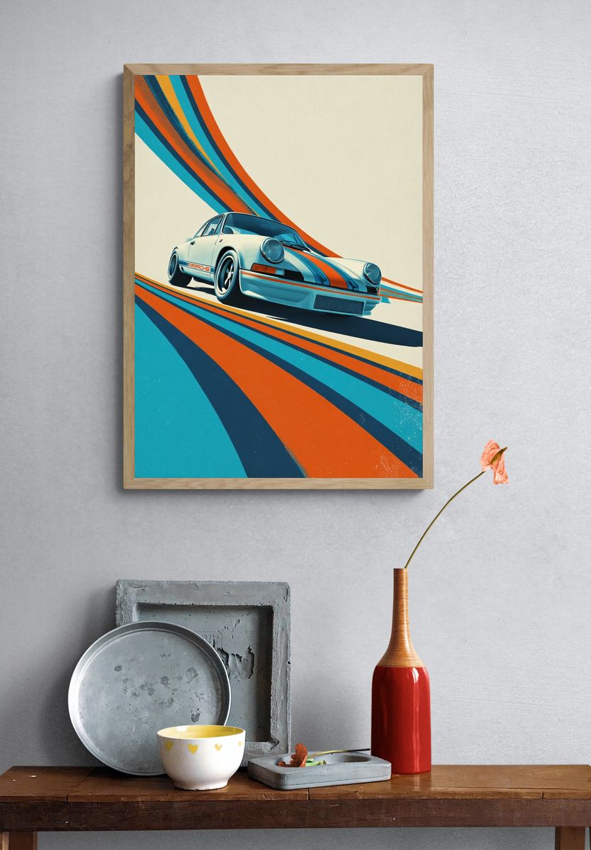 Retro Porsche Racing Poster. — room view 3