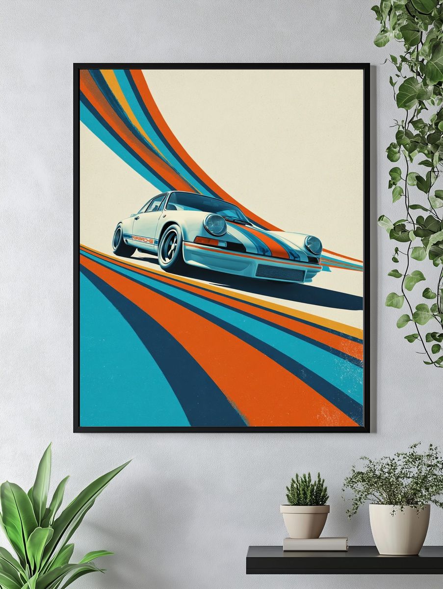 Retro Porsche Racing Poster. — room view 4