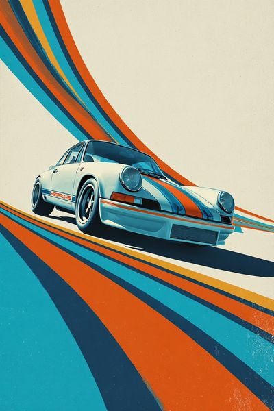 Retro Porsche Racing Poster.
