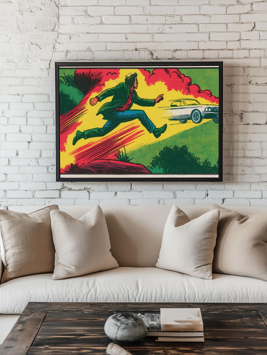 Action Chase Vintage Poster. room preview