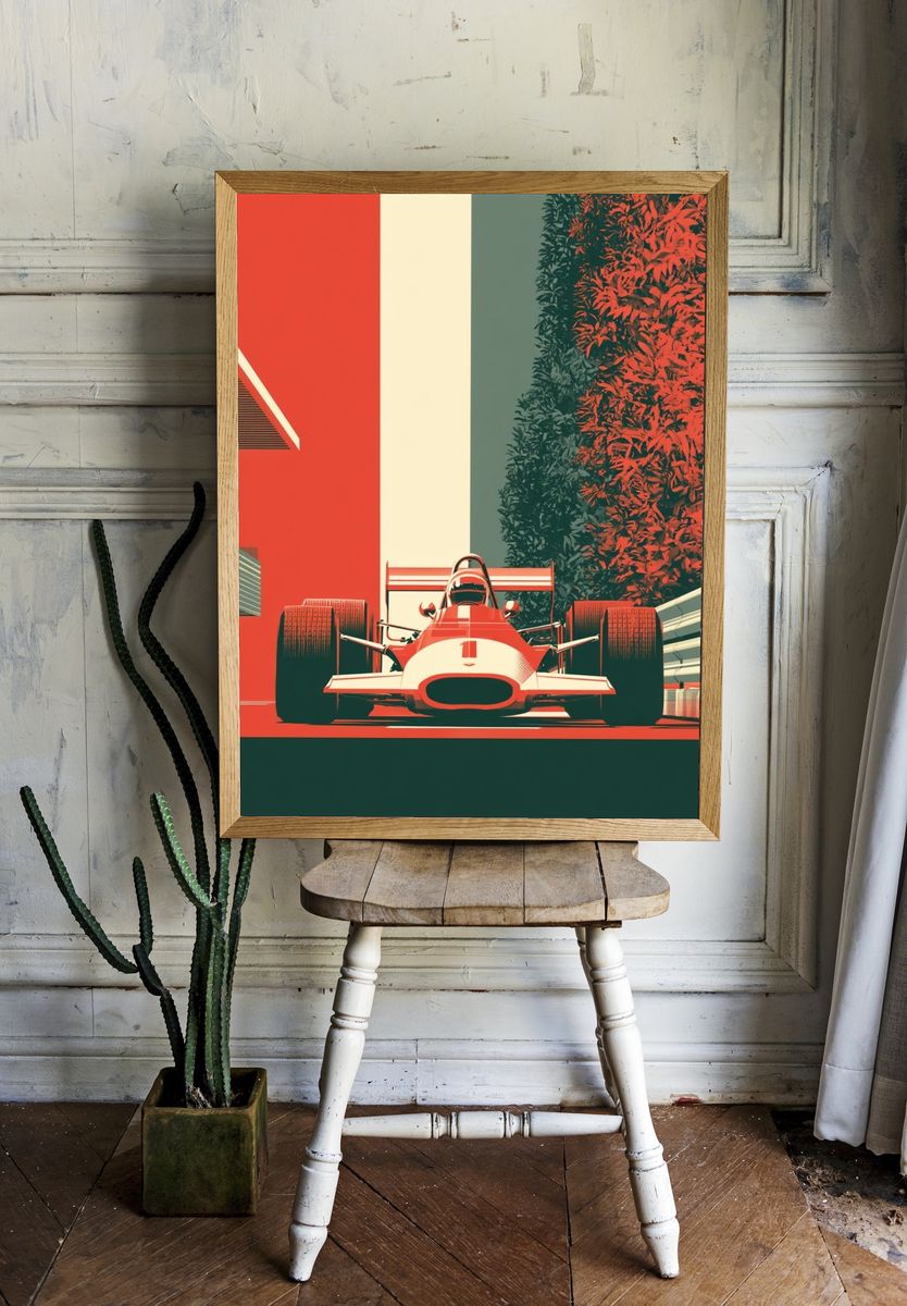 Formula Racing Car Vintage Poster. — room view 1
