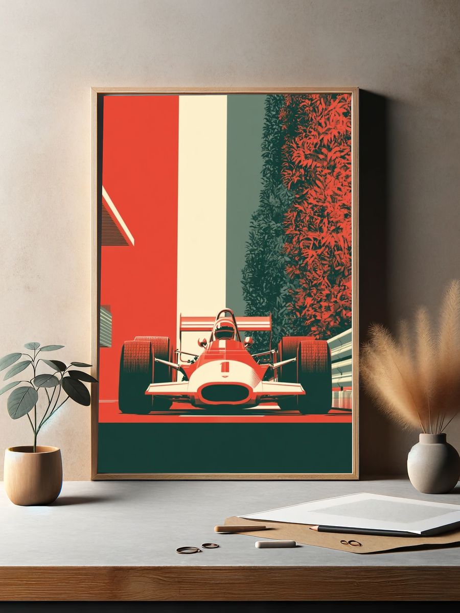 Formula Racing Car Vintage Poster. — room view 2