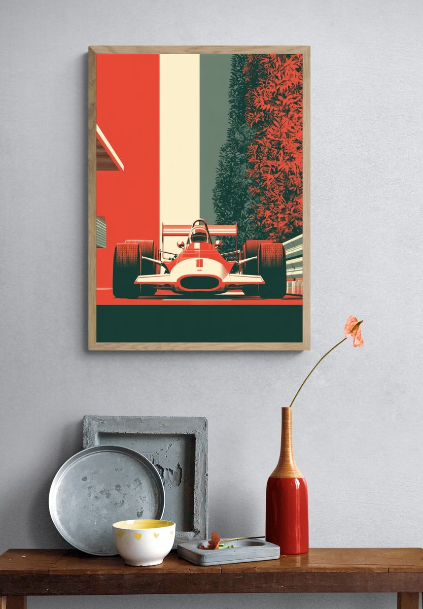 Formula Racing Car Vintage Poster. — room view 3
