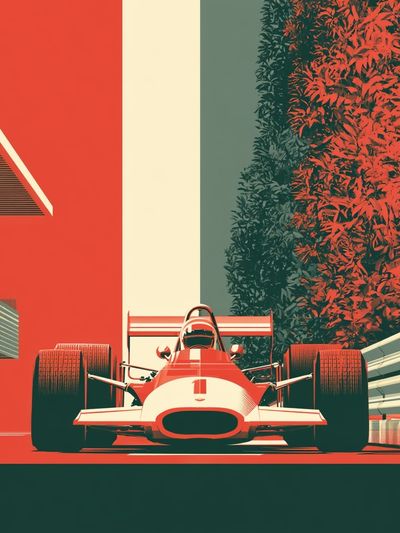 Formula Racing Car Vintage Poster.