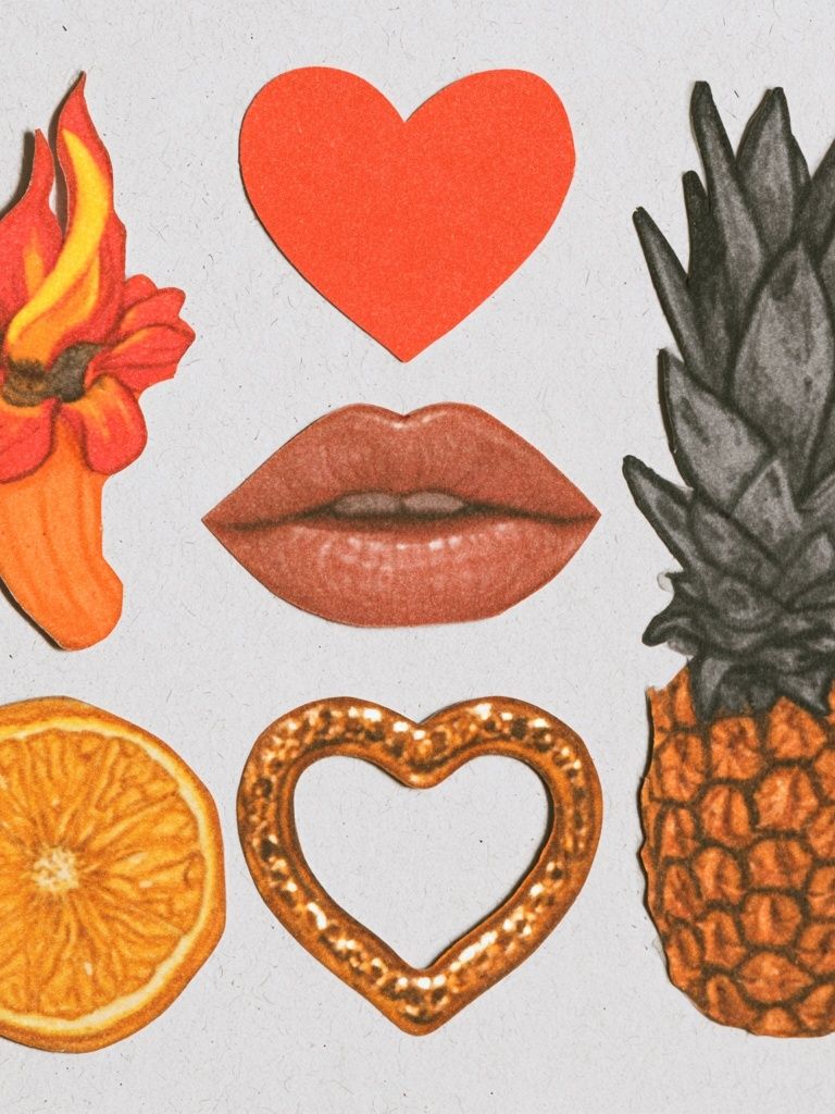 Retro Fruit and Heart Collage Poster. poster — vintage art