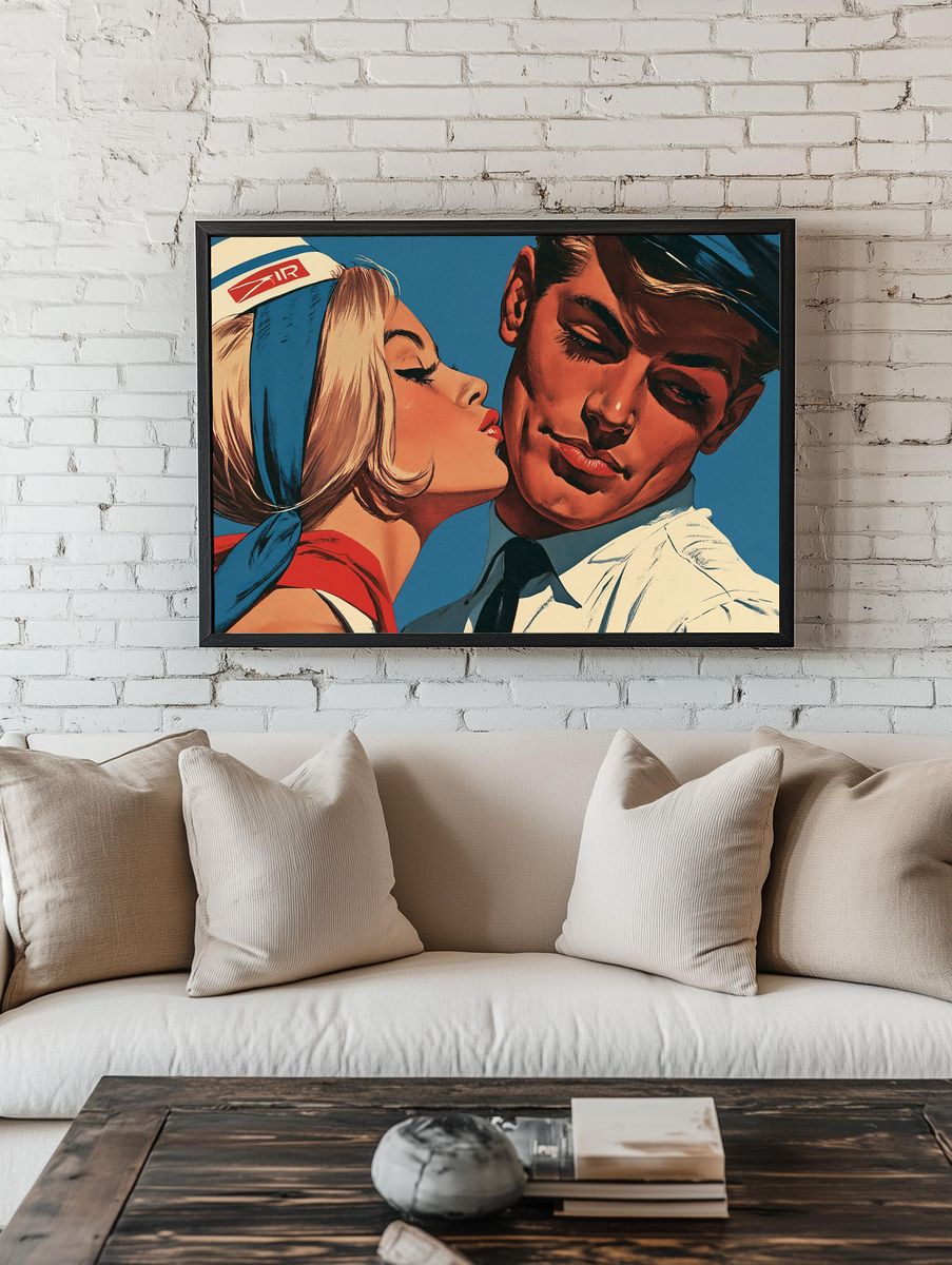 Retro Sailor Kiss Vintage Poster. room preview