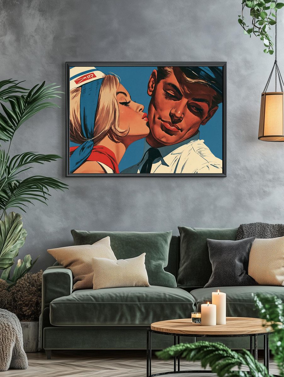 Retro Sailor Kiss Vintage Poster. — room view 4