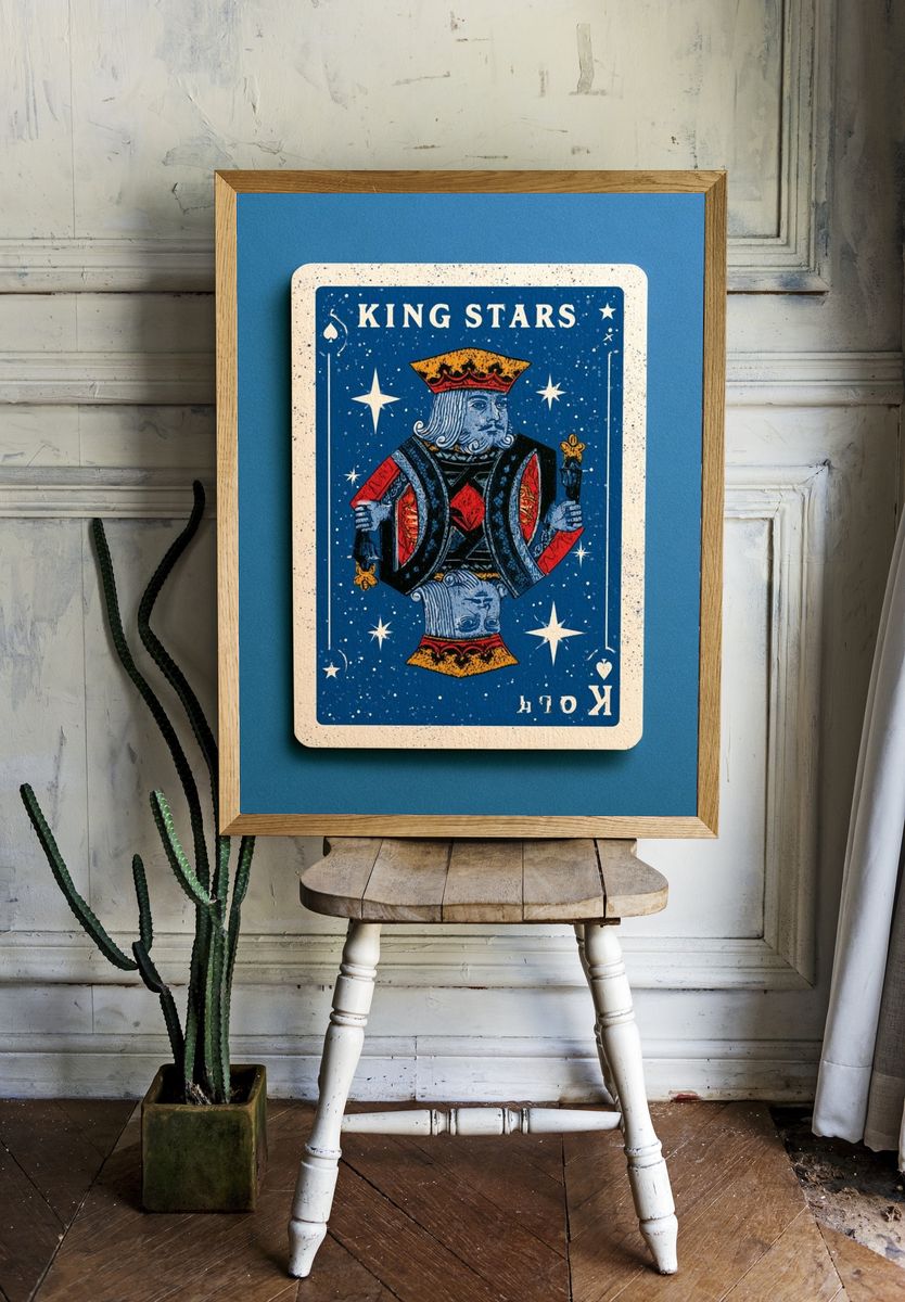 King of Stars Playing Card Print. room preview