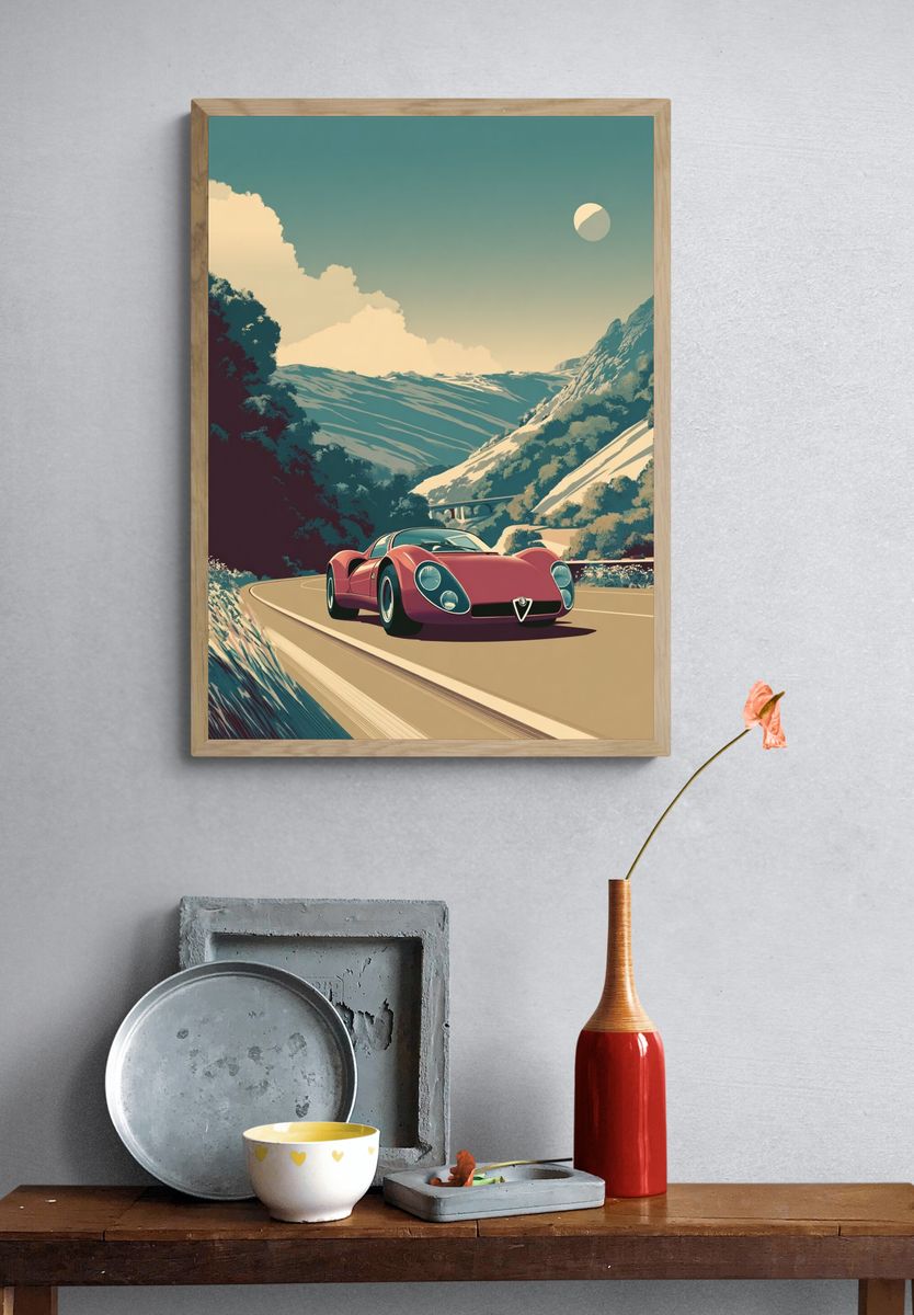 Alpine Roadster Vintage Print. — room view 3