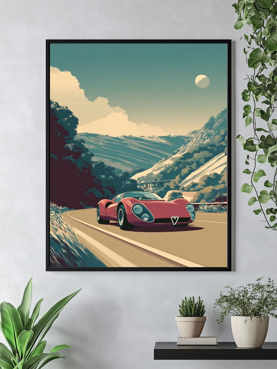 Alpine Roadster Vintage Print. — room view 4