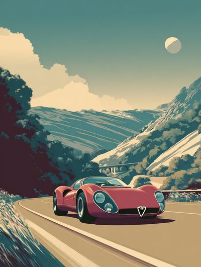 Alpine Roadster Vintage Print. poster