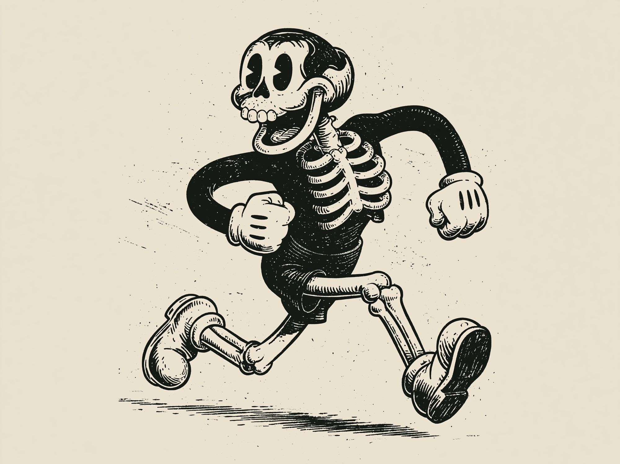 Running Skeleton Vintage Print. poster — vintage art