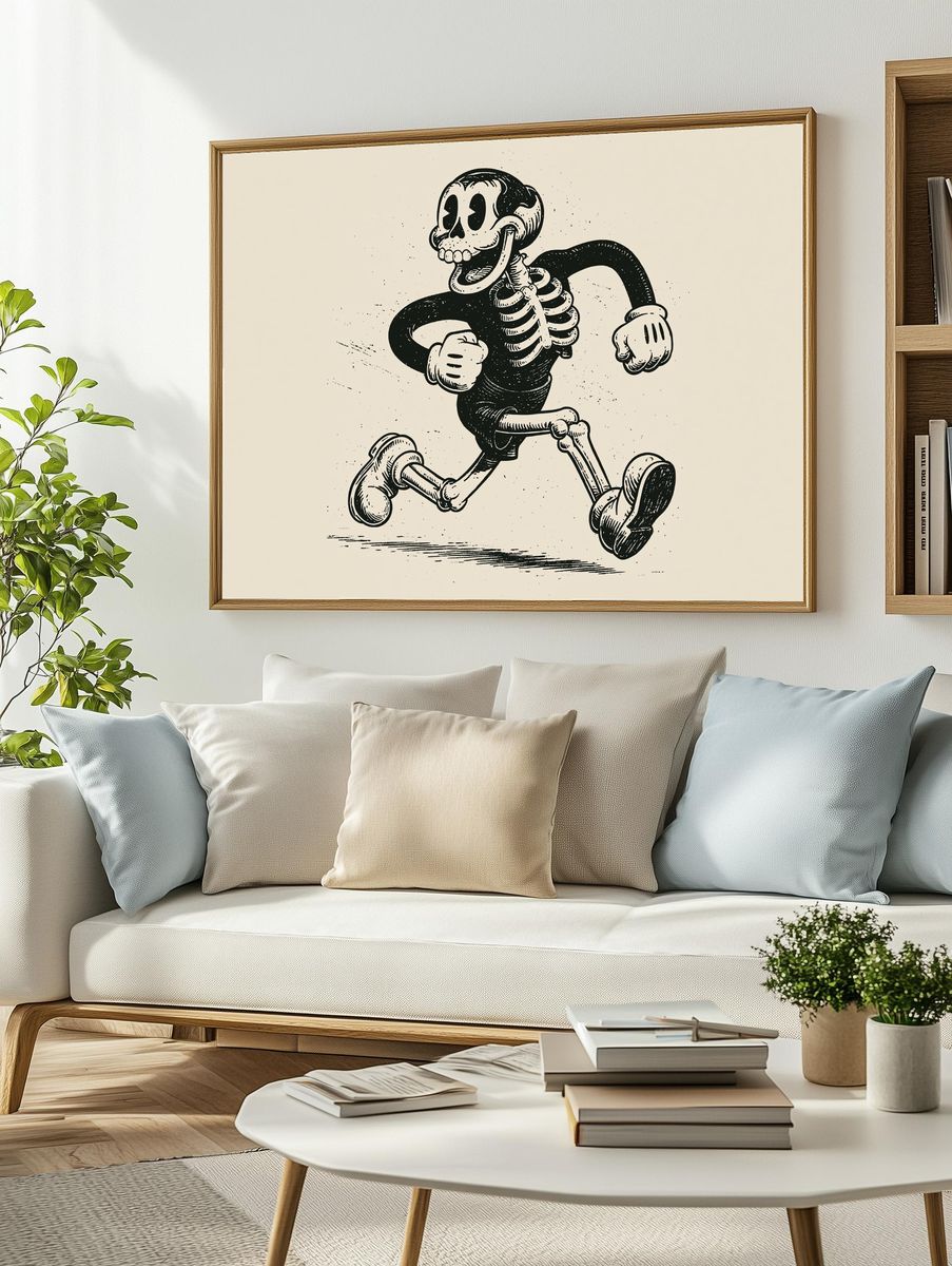 Running Skeleton Vintage Print. — room view 2