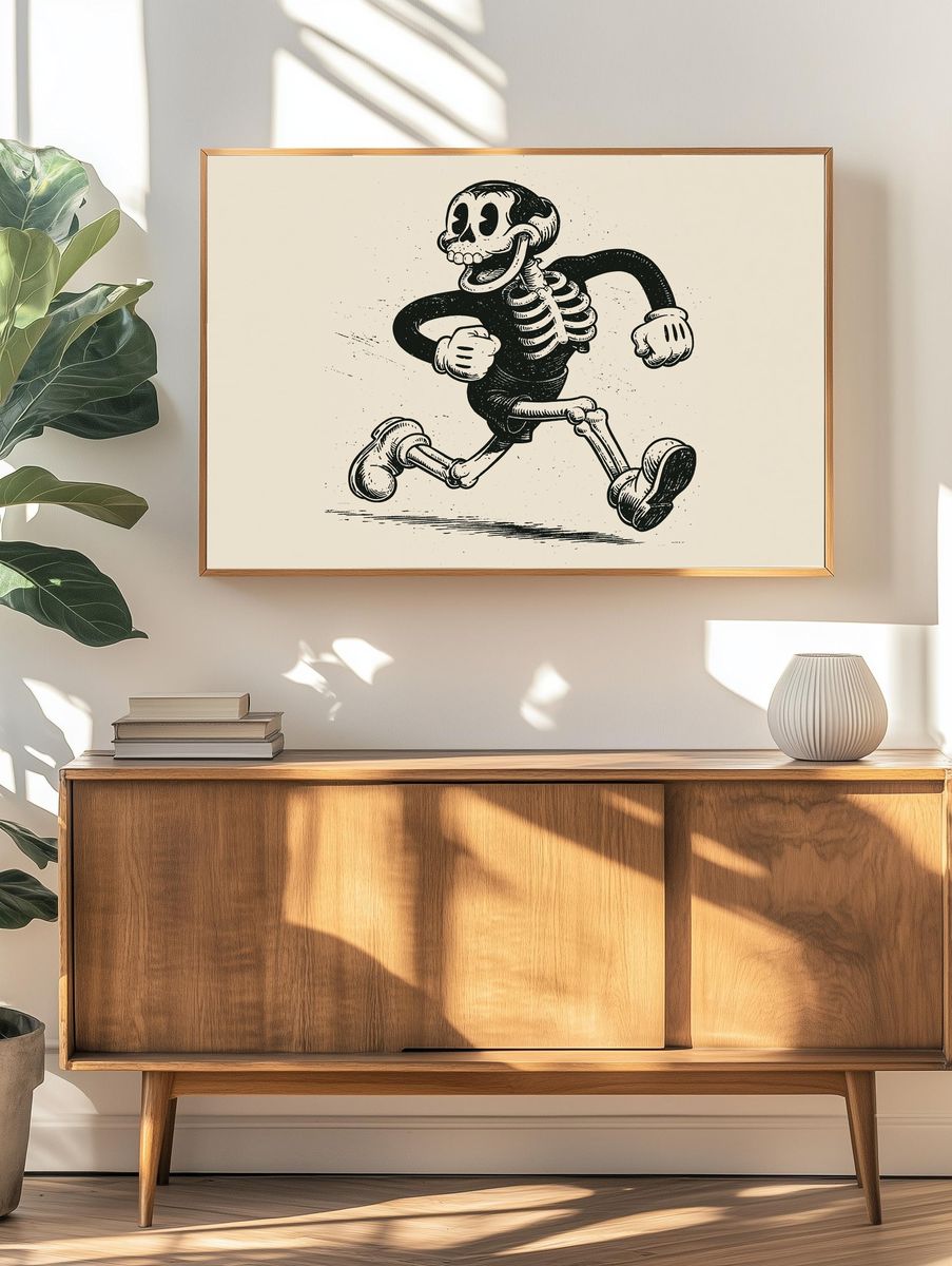 Running Skeleton Vintage Print. — room view 3