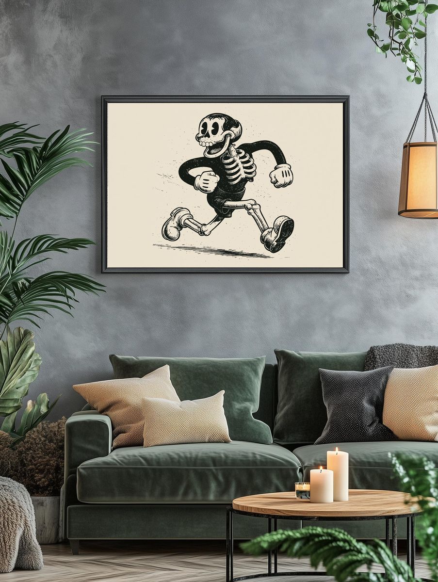 Running Skeleton Vintage Print. — room view 4