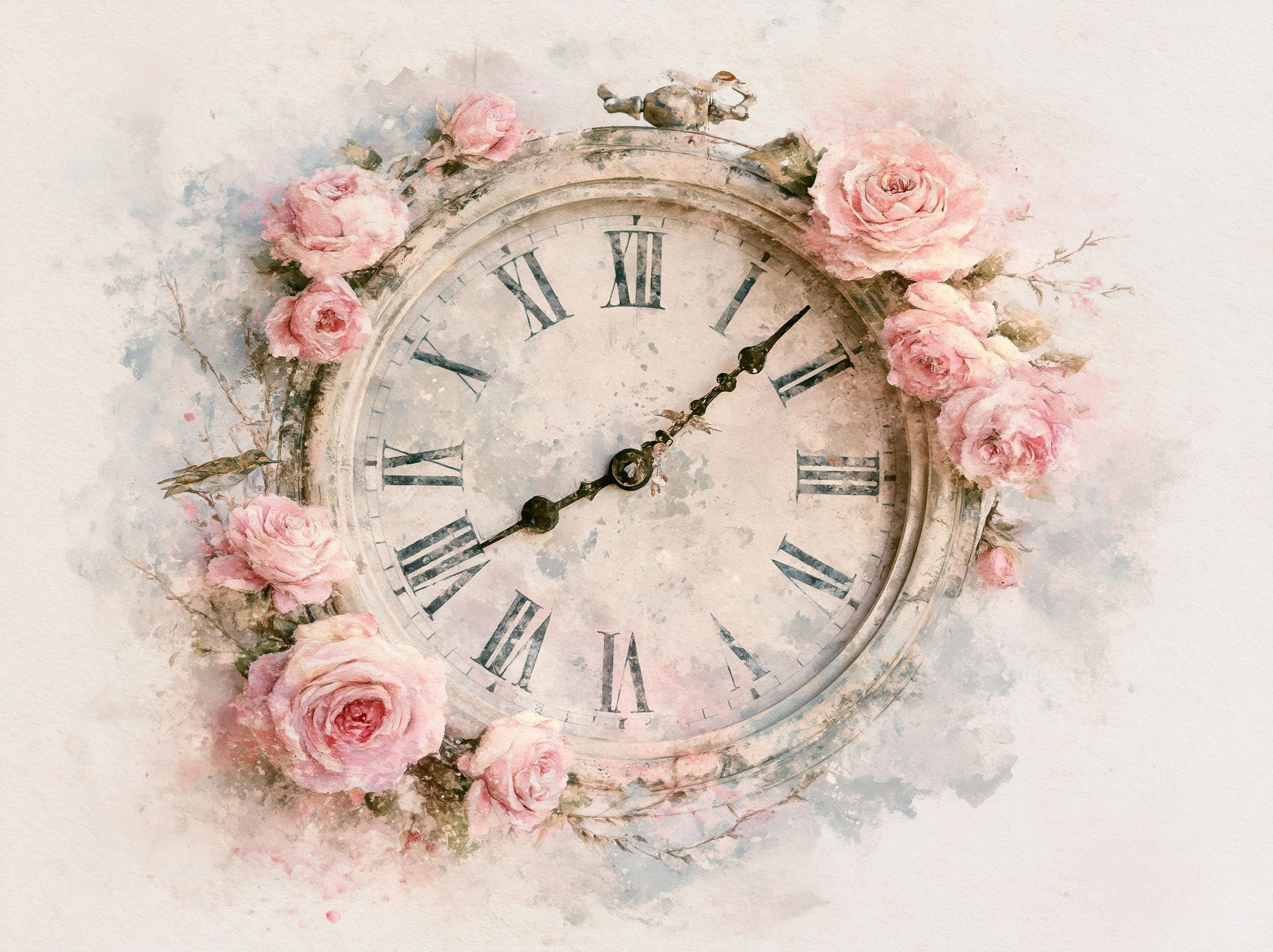 Vintage Rose Clock Poster. poster detail