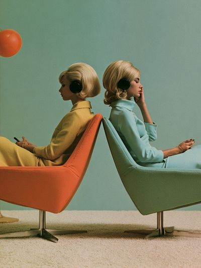 Retro Twin Women in Chairs Poster.
