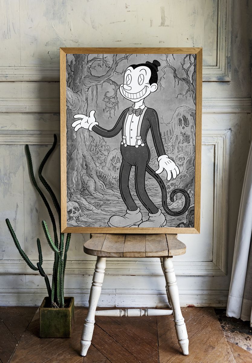 Vintage Cartoon Character Print. — room view 1