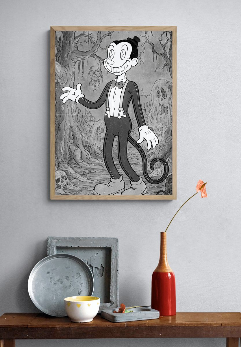 Vintage Cartoon Character Print. — room view 3