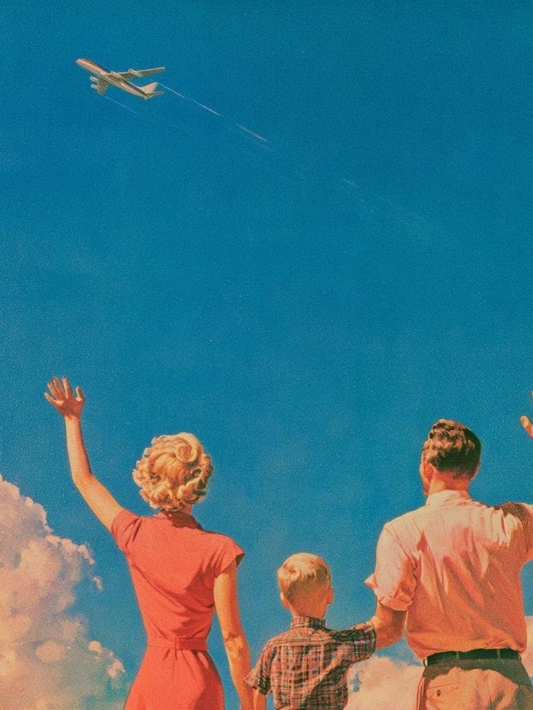 Family Airplane Sky Vintage Poster. poster detail