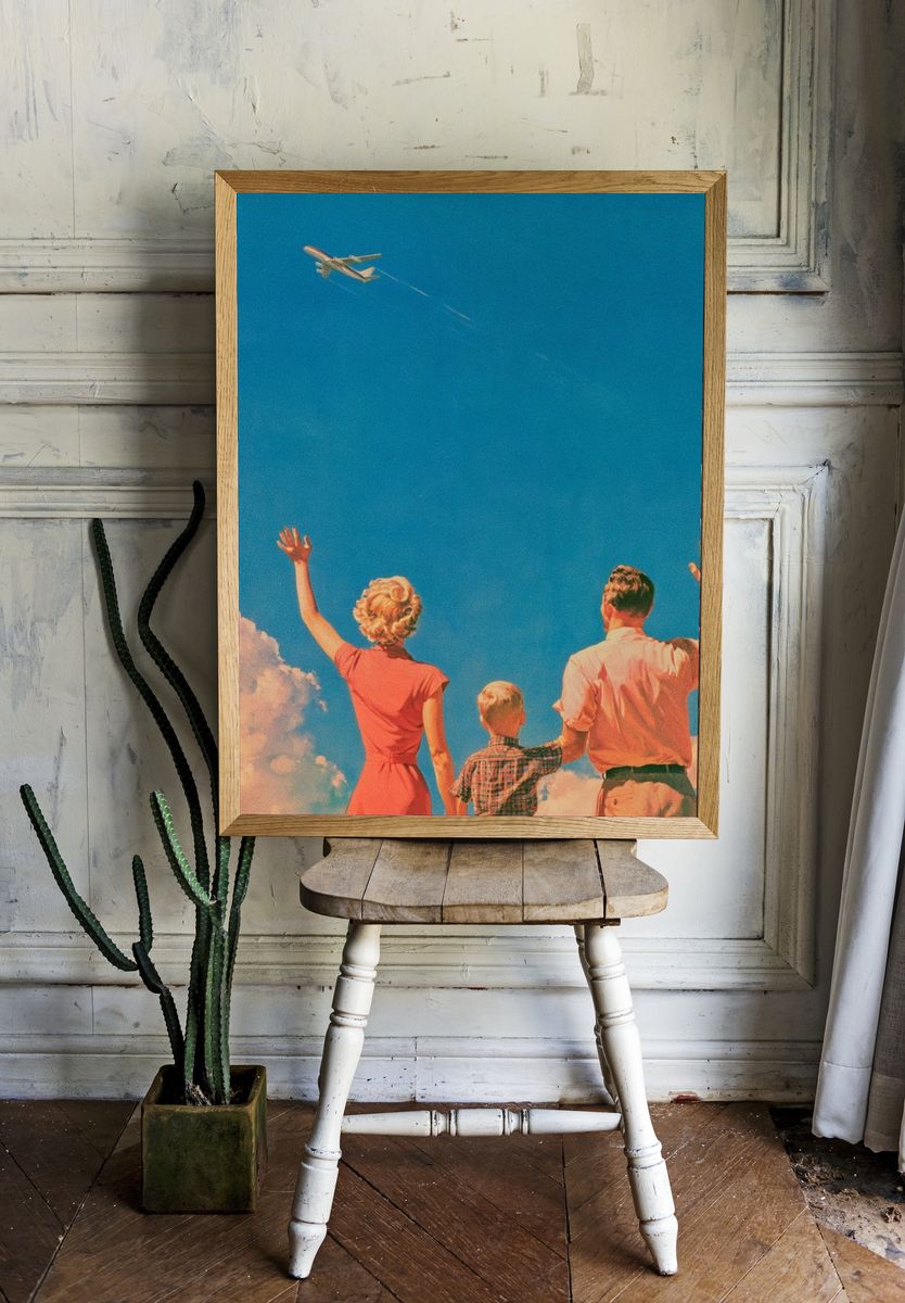 Family Airplane Sky Vintage Poster. room preview