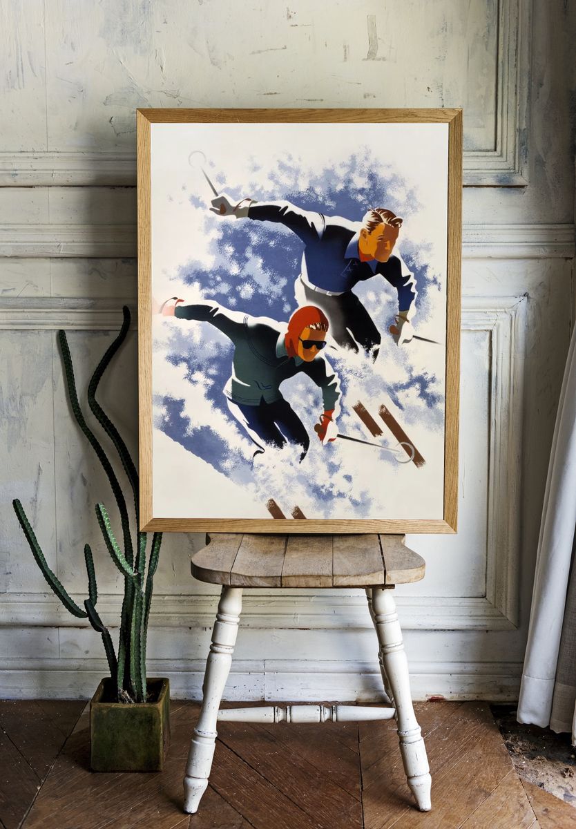 Vintage Skiing Adventure Poster. — room view 1
