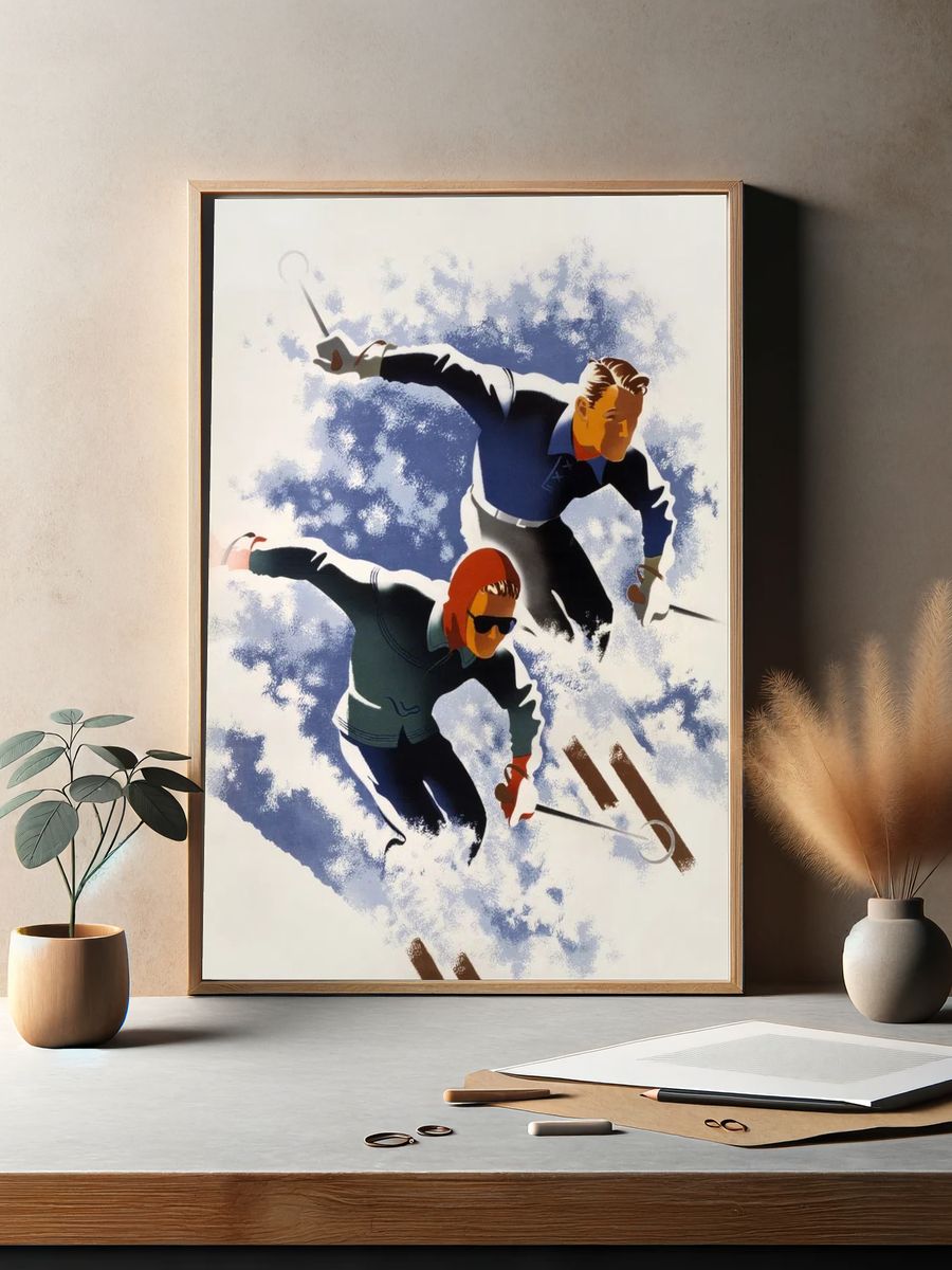 Vintage Skiing Adventure Poster. — room view 2