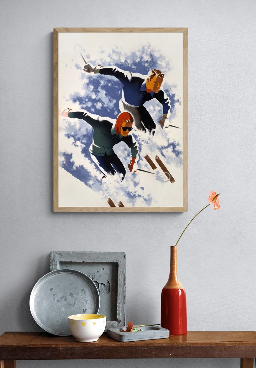 Vintage Skiing Adventure Poster. — room view 3