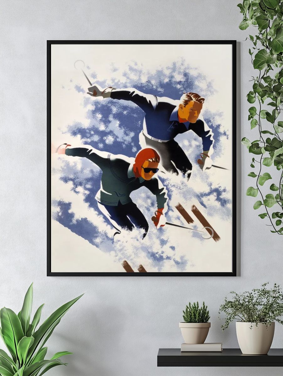 Vintage Skiing Adventure Poster. — room view 4
