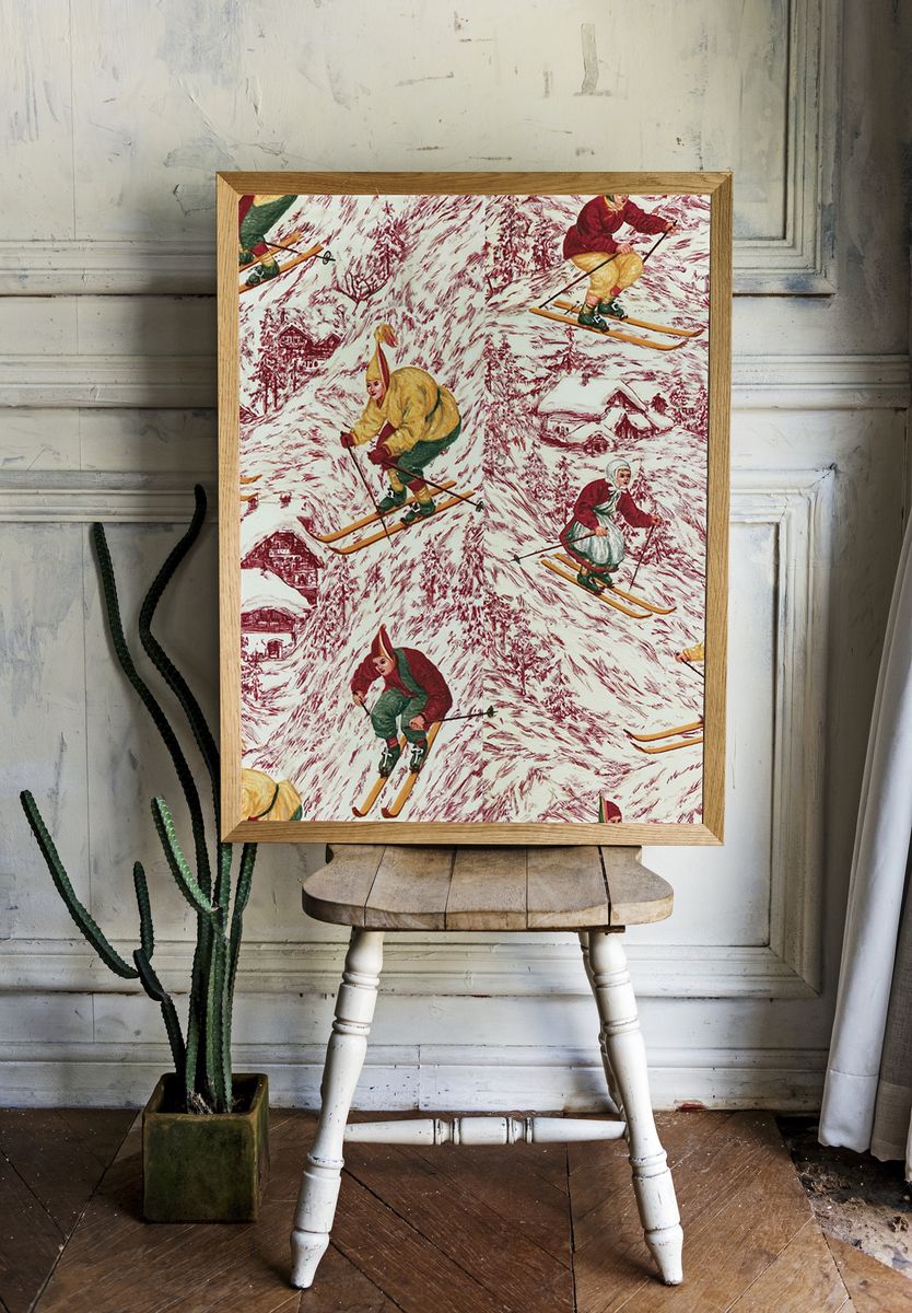Vintage Skiing Pattern Poster. room preview