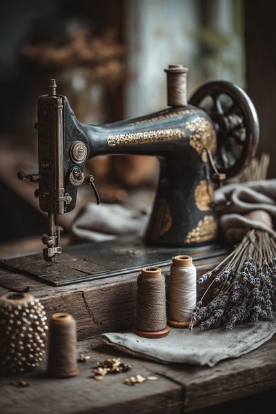 Vintage Sewing Machine — Retro Print
