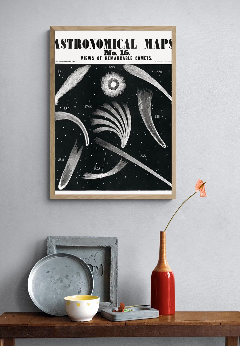 Astronomical map, aesthetic woodcut. Original. — room view 3