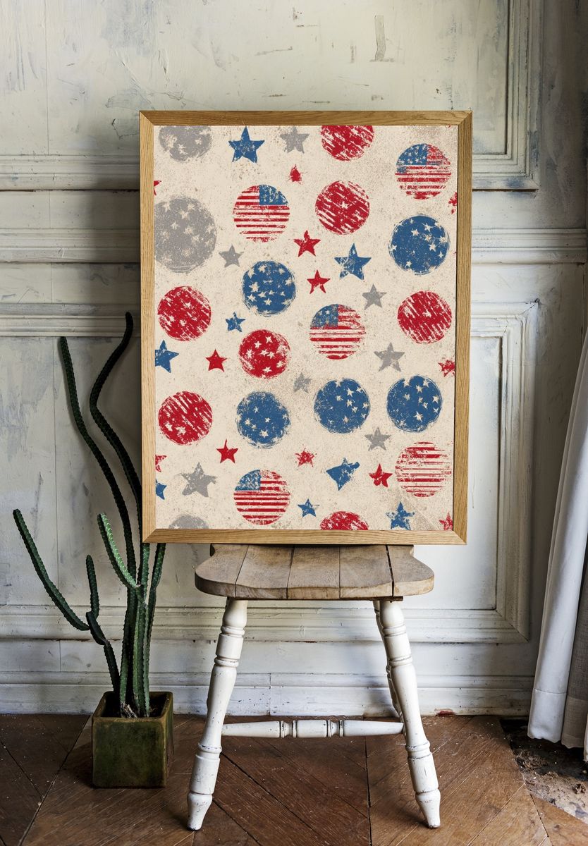 Stars and Stripes Pattern — Vintage Print room preview