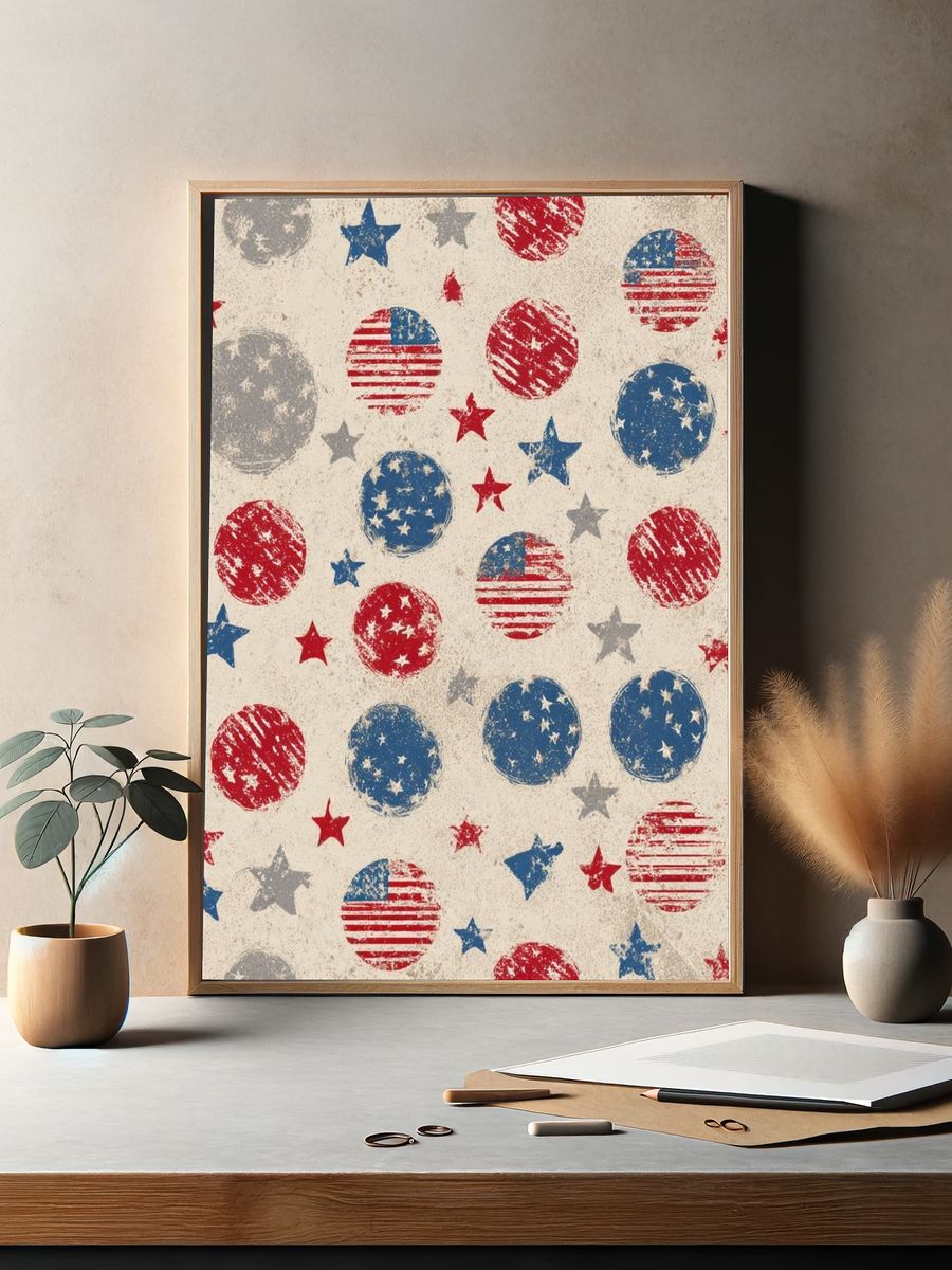 Stars and Stripes Pattern — Vintage Print. — room view 2