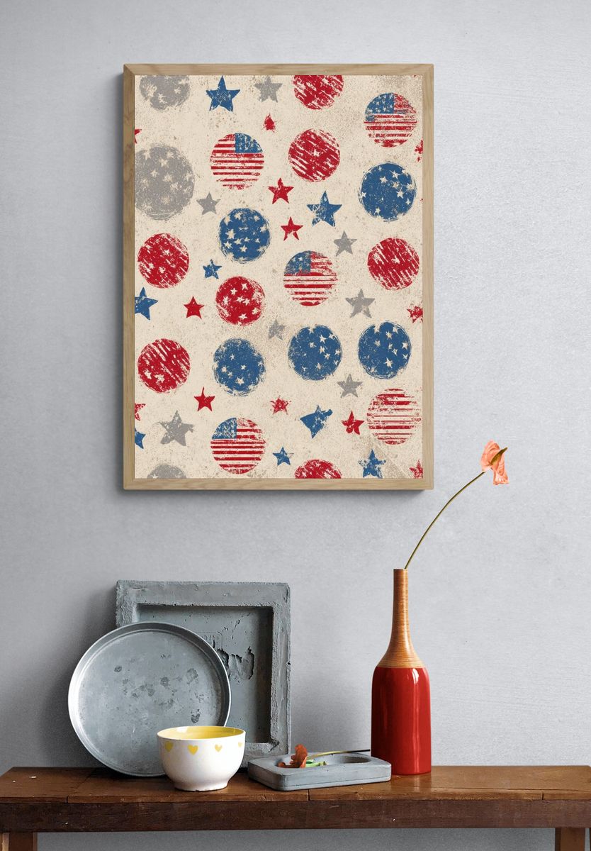 Stars and Stripes Pattern — Vintage Print. — room view 3