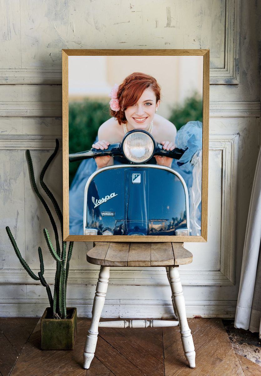 Vintage Vespa Portrait Poster. — room view 1