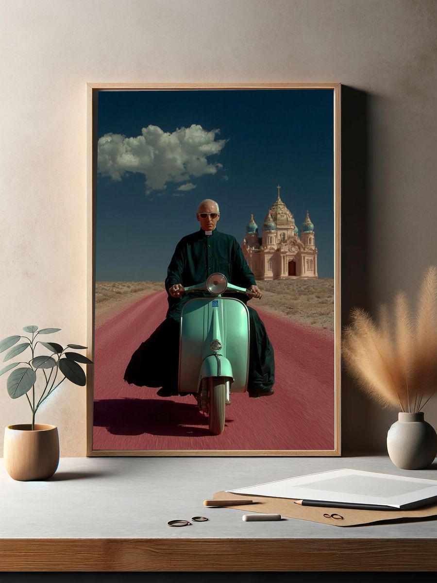 Vespa Rider — Surrealism Print. — room view 2
