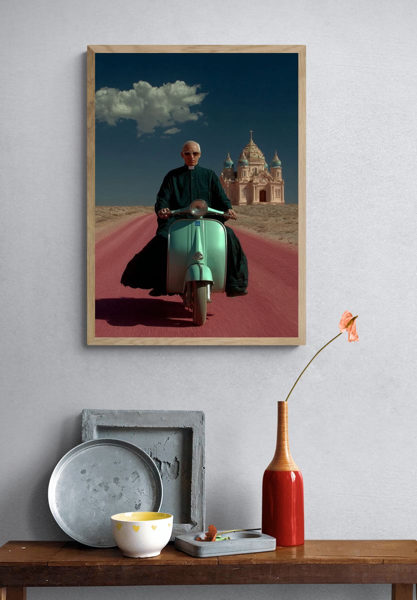 Vespa Rider — Surrealism Print. — room view 3