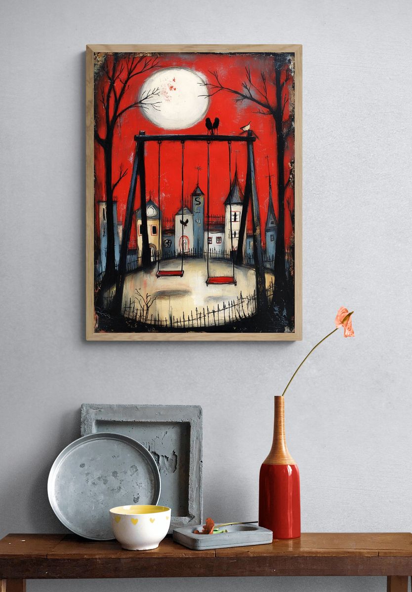 Moonlit Swing Set — Vintage Print. — room view 3