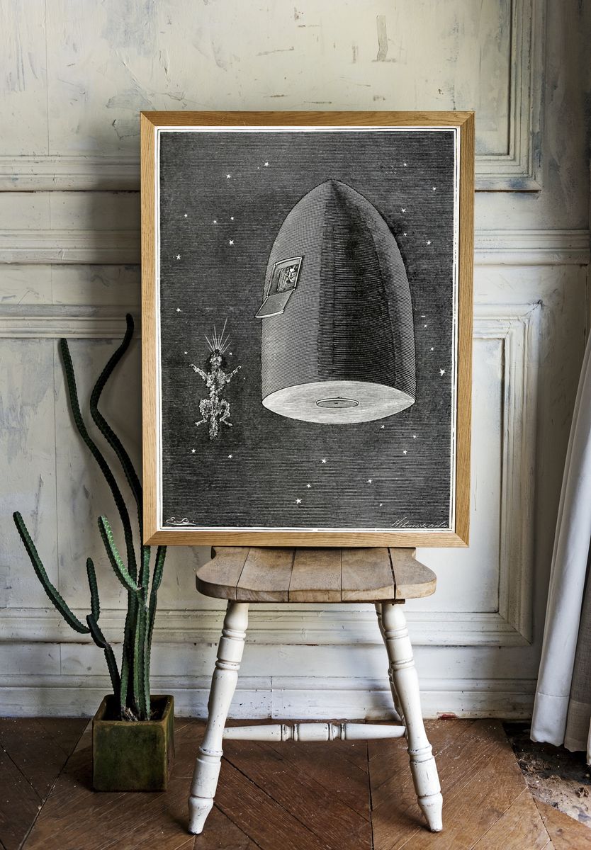 Vintage Space Rocket Illustration Poster. — room view 1